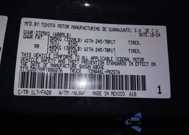 3TYLD5KN8RT006876: 44184957