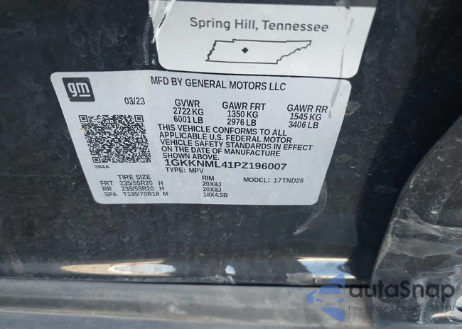 1GKKNML41PZ196007: 44184975