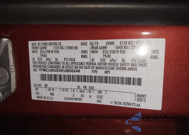 1FMCU9GD5KUB56248: 44184071