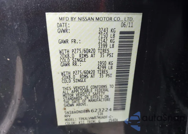 5N1BA0ND8BN623224: 44184082