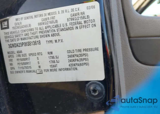 3GNDA23P06S613618: 44184167