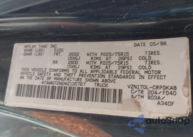 4TAWN72N2WZ135767: 44184314