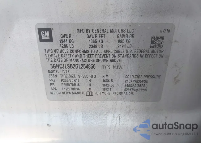 3GNCJLSB2GL254856: 44184318