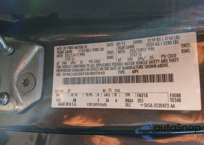 1FMCU0G97GUB07910: 44184366