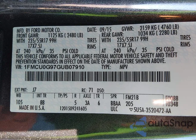 1FMCU0G97GUB07910: 44184366