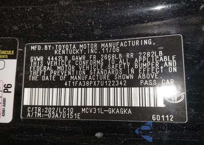 4T1FA38PX7U122342: 44184398