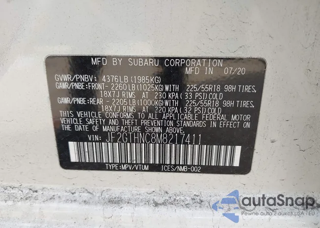 JF2GTHNC8M8217411: 44185466