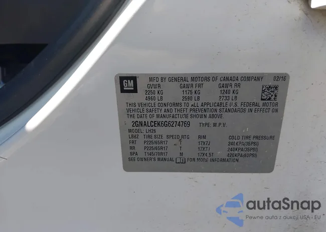 2GNALCEK6G6274769: 44185468