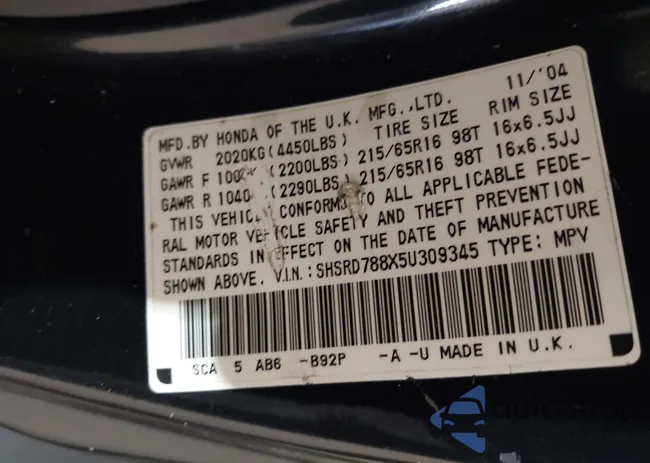 SHSRD788X5U309345: 44185481