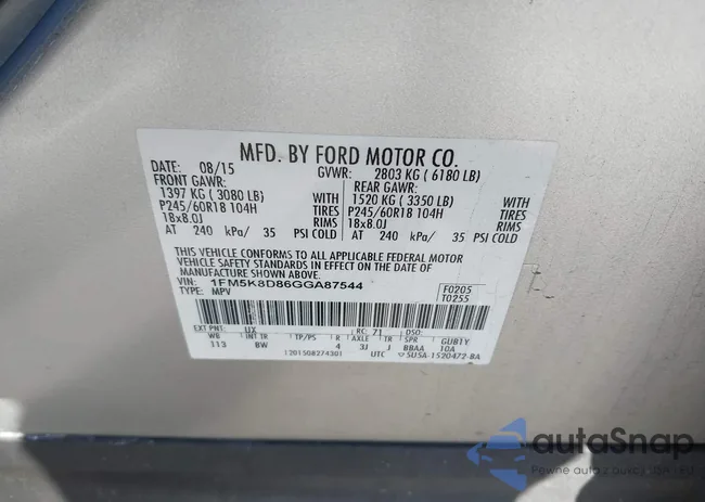 1FM5K8D86GGA87544: 44185501