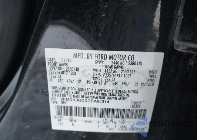 2FMDK3GCXDBA63314: 44185594