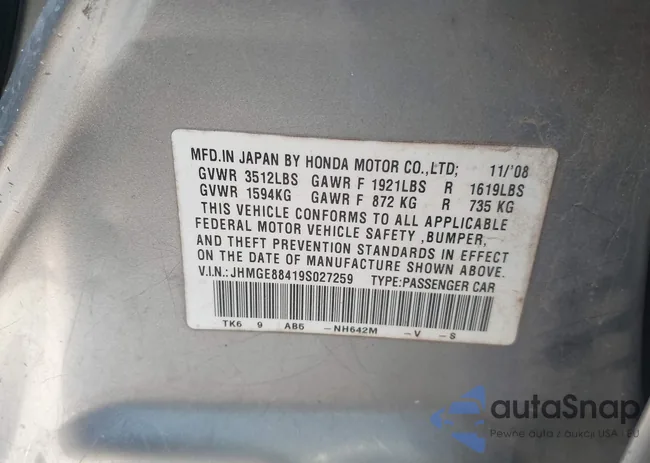 JHMGE88419S027259: 44185609