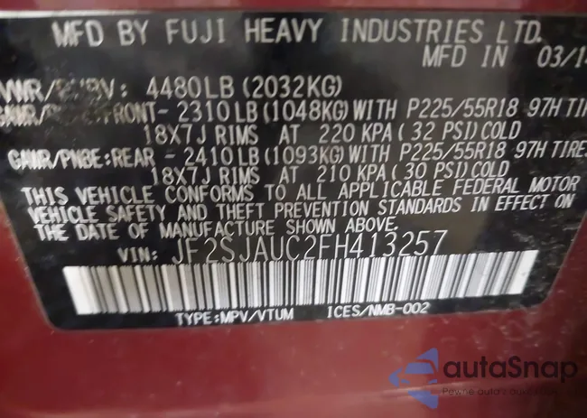 JF2SJAUC2FH413257: 44185696