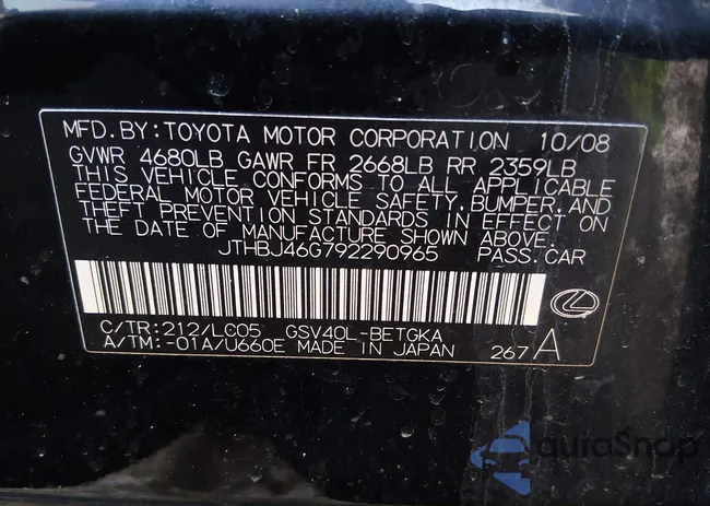 JTHBJ46G792290965: 44185722