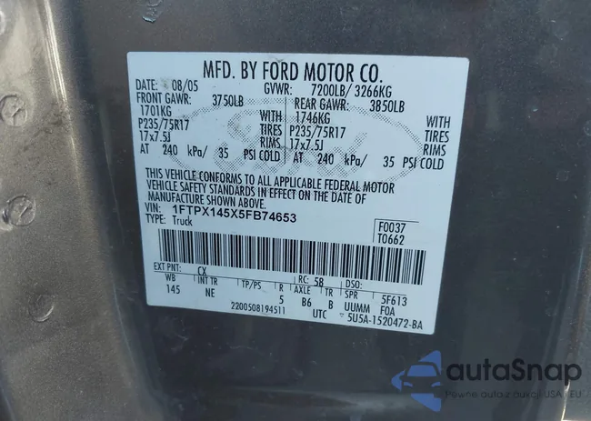 1FTPX145X5FB74653: 44185730