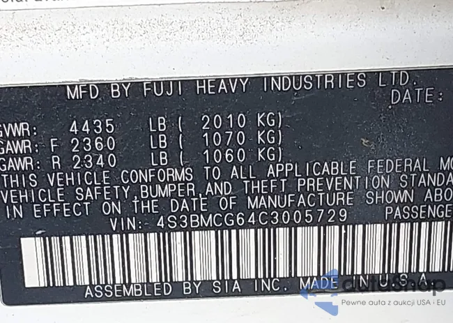 4S3BMCG64C3005729: 44185771