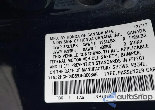 2HGFC4B59JH300846: 44185787