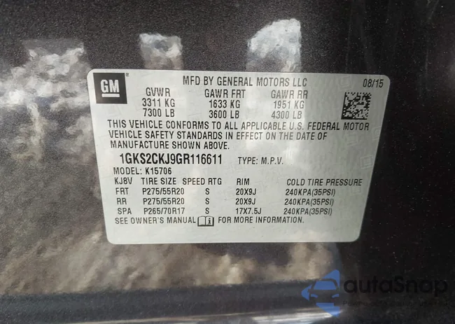 1GKS2CKJ9GR116611: 44185867