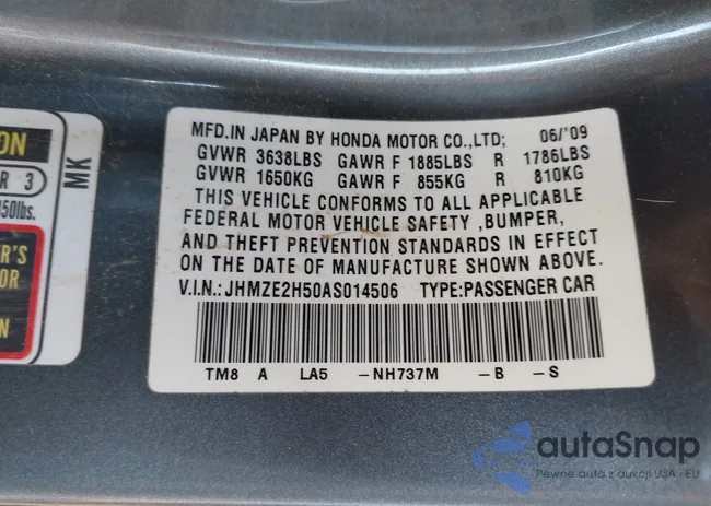 JHMZE2H50AS014506: 44185995