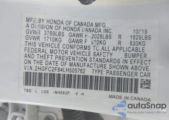 2HGFC2F84LH505762: 44185996