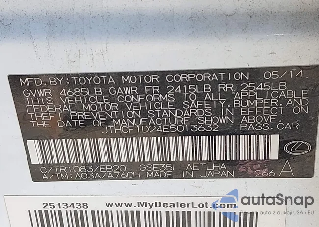 JTHCF1D24E5013632: 44185030