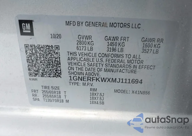 1GNERFKWXMJ111694: 44185060