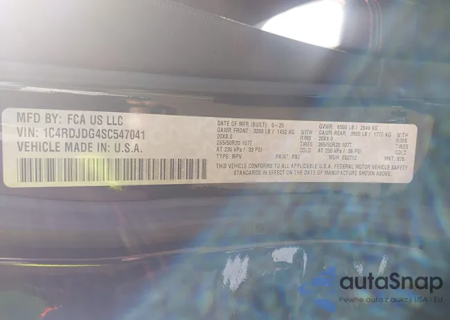 1C4RDJDG4SC547041: 44185077