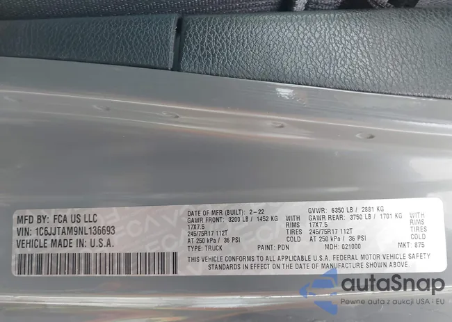 1C6JJTAM9NL136693: 44185093