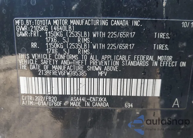 2T3BFREV6FW395385: 44185111