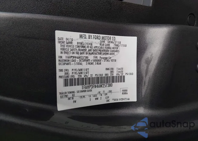 1FAHP3FN4AW257380: 44185186