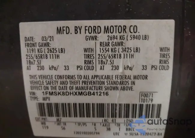 1FMSK8DHXMGB41216: 44185213