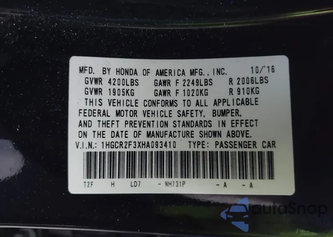 1HGCR2F3XHA093410: 44185231