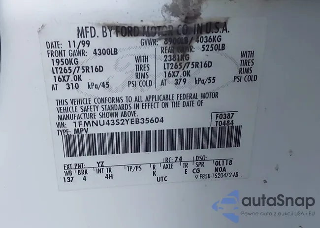 1FMNU43S2YEB35604: 44185236