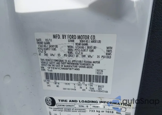 1FTEW1CM6BFB71490: 44185269