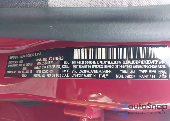 ZASPAJAN8L7C96044: 44185292