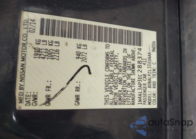 1N4AL3AP3EC288374: 44185308