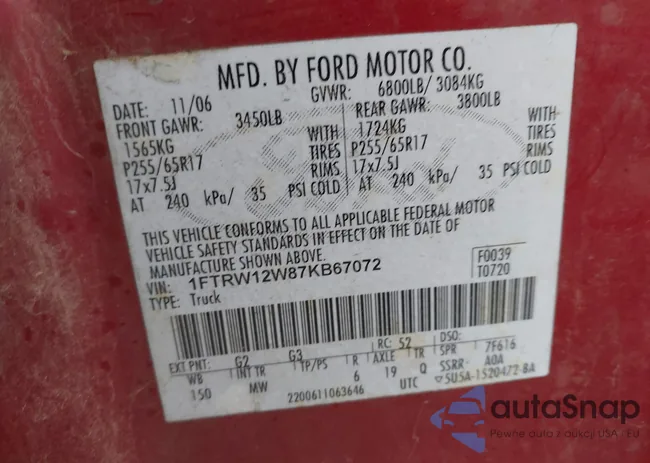 1FTRW12W87KB67072: 44185320