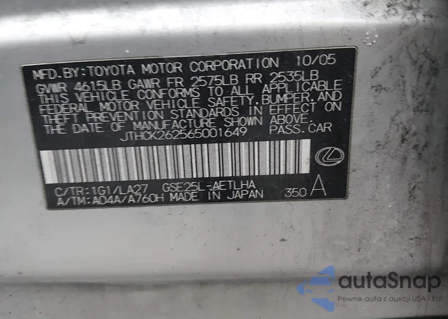 JTHCK262565001649: 44185339