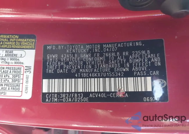 4T1BE46KX7U155342: 44185389