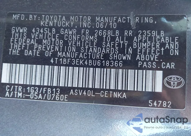 4T1BF3EK4BU618366: 44186502