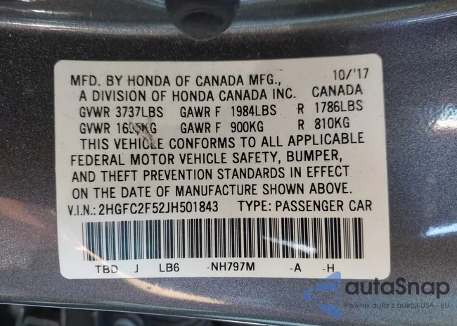 2HGFC2F52JH501843: 44186756