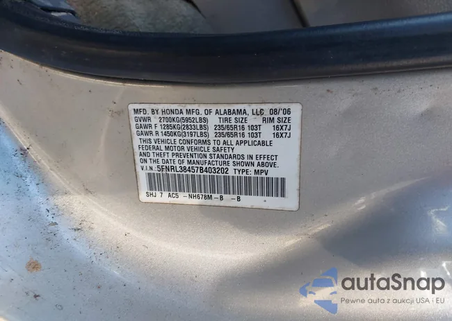 5FNRL38457B403202: 44186771