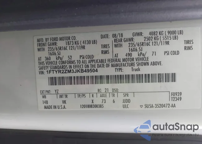 1FTYR2ZM3JKB49504: 44186803