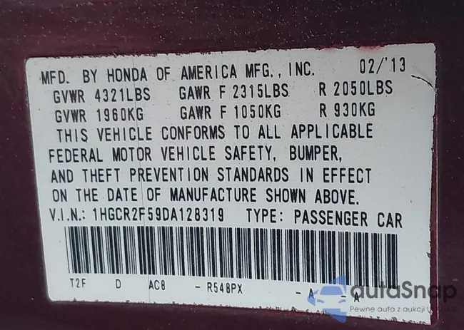 1HGCR2F59DA128319: 44186826