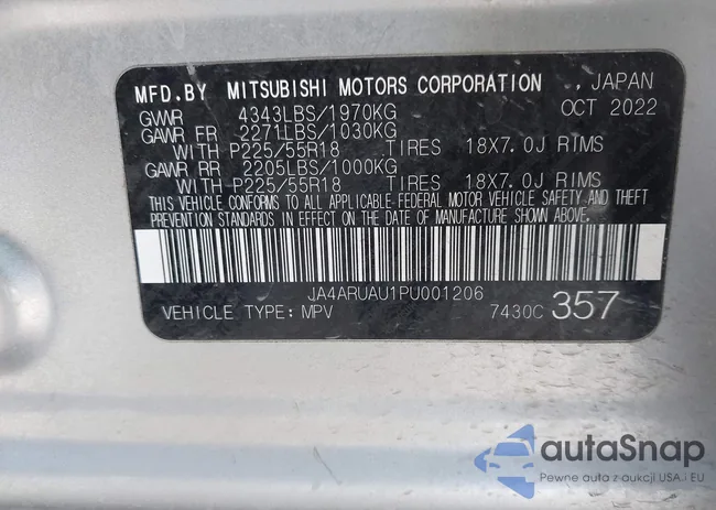 JA4ARUAU1PU001206: 44186835