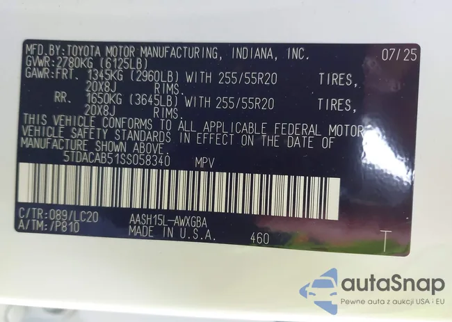 5TDACAB51SS058340: 44186916