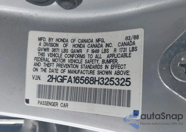 2HGFA16568H325325: 44186064