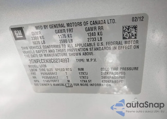 2GNFLCEK8C6274997: 44186200