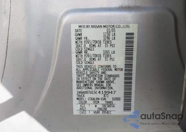 1N6AD07U15C419947: 44186211