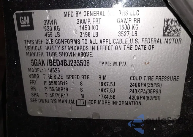 5GAKVBED4BJ233508: 44187644